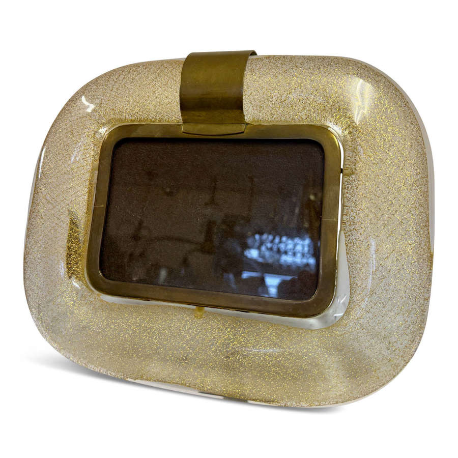 1970s Murano Glass and Brass Photo Frame by Tommaso Barbi