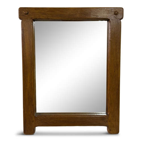 1960s Belgian Oak Brutalist Mirror