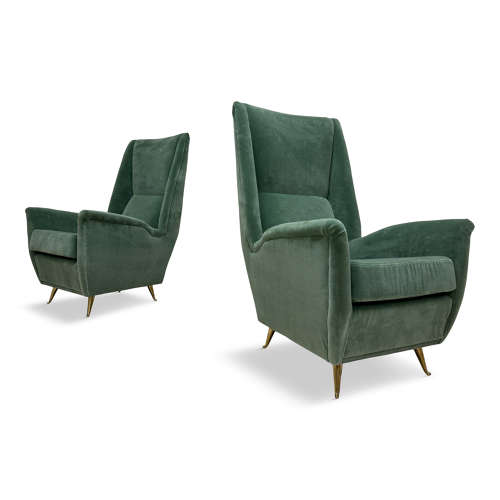 Pair of Contemporary Italian High-Backed Armchairs