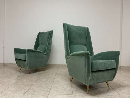 Pair of Contemporary Italian High-Backed Armchairs