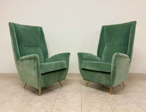 Pair of Contemporary Italian High-Backed Armchairs