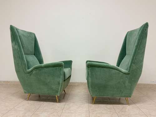 Pair of Contemporary Italian High-Backed Armchairs