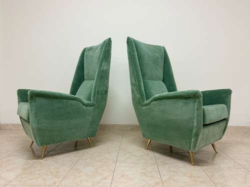 Pair of Contemporary Italian High-Backed Armchairs
