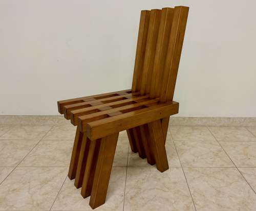 Set of Twelve Brutalist Dining Chairs in Outrageous Style