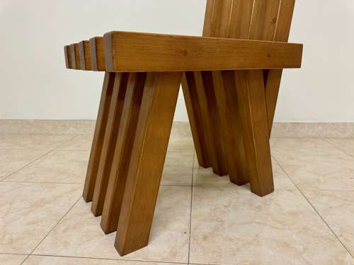 Set of Twelve Brutalist Dining Chairs in Outrageous Style