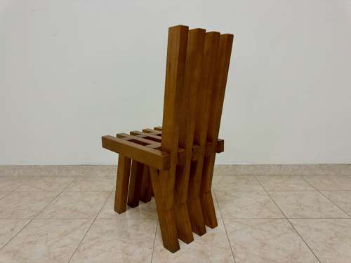 Set of Twelve Brutalist Dining Chairs in Outrageous Style