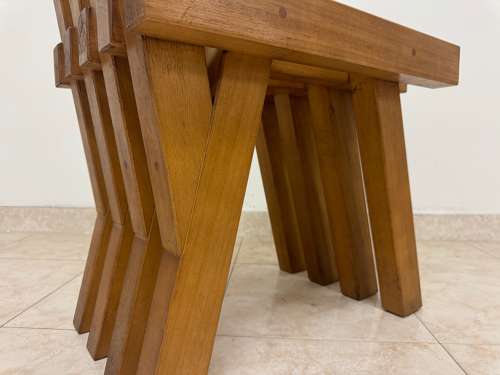 Set of Twelve Brutalist Dining Chairs in Outrageous Style