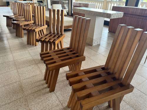 Set of Twelve Brutalist Dining Chairs in Outrageous Style