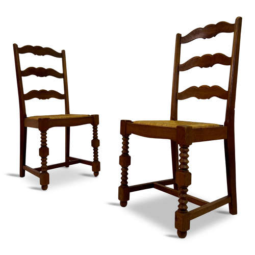 Pair of 1950s French Side Chairs in the Style of Charles Dudouyt
