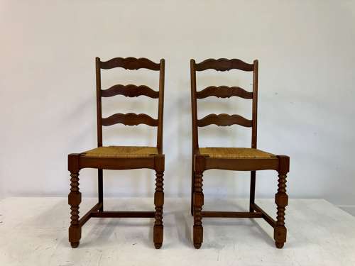 Pair of 1950s French Side Chairs in the Style of Charles Dudouyt