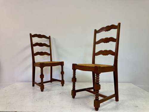 Pair of 1950s French Side Chairs in the Style of Charles Dudouyt