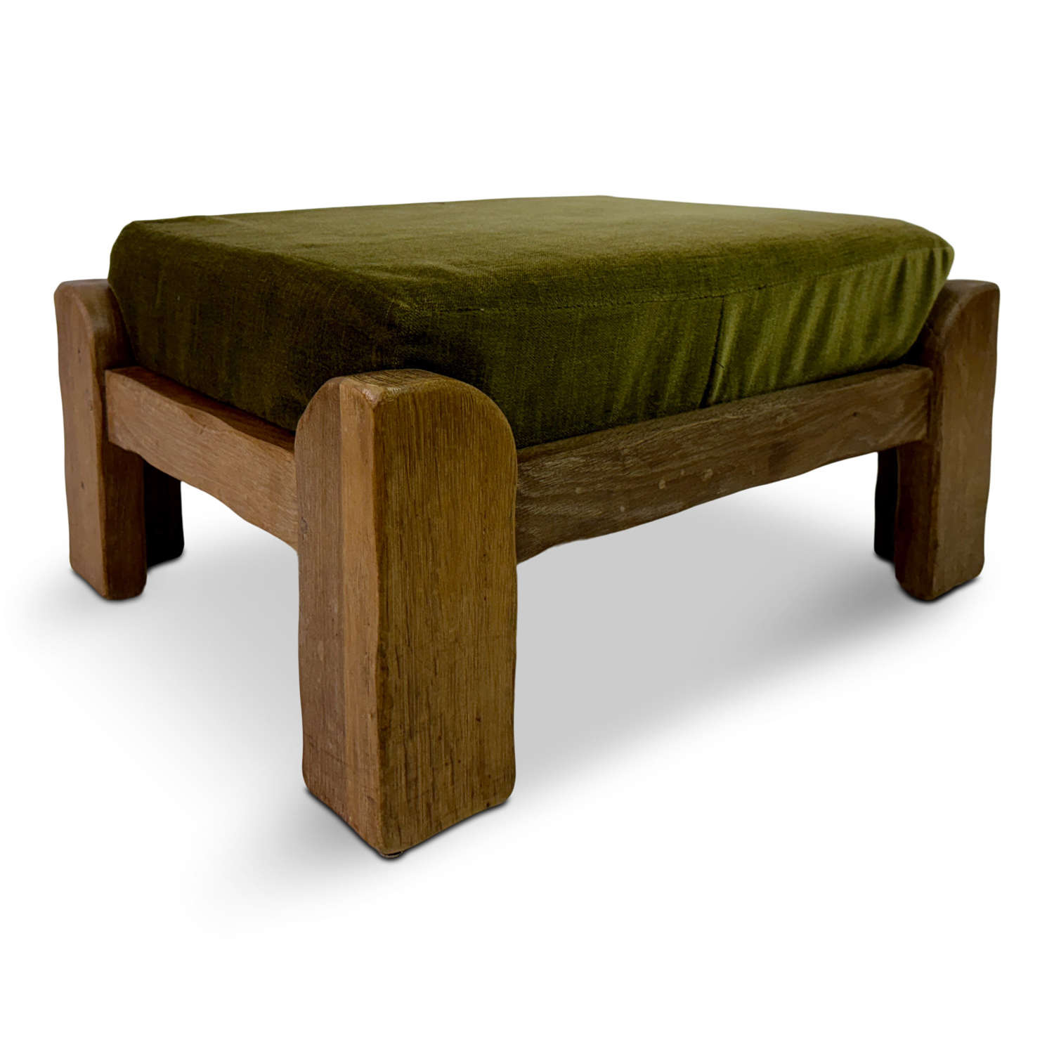 1960s Oak Brutalist Stool or Ottoman by De Puydt