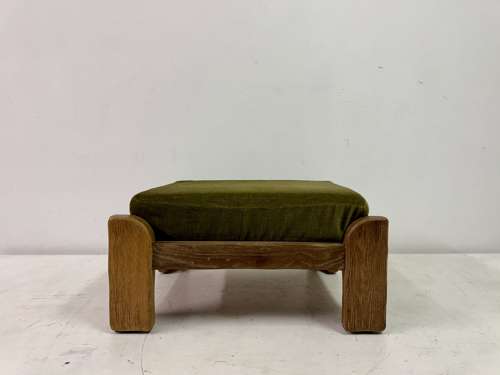 1960s Oak Brutalist Stool or Ottoman by De Puydt