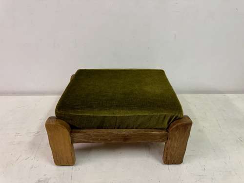 1960s Oak Brutalist Stool or Ottoman by De Puydt
