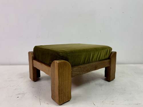 1960s Oak Brutalist Stool or Ottoman by De Puydt