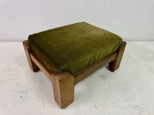 1960s Oak Brutalist Stool or Ottoman by De Puydt
