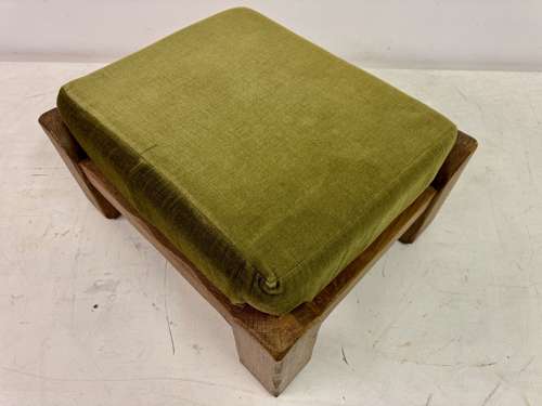 1960s Oak Brutalist Stool or Ottoman by De Puydt