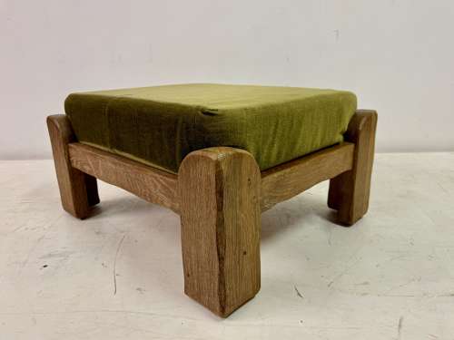 1960s Oak Brutalist Stool or Ottoman by De Puydt