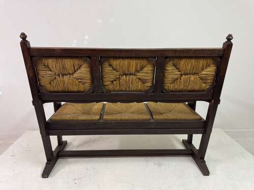 1950s French Rush Seat Bench in the Style of Charles Dudouyt