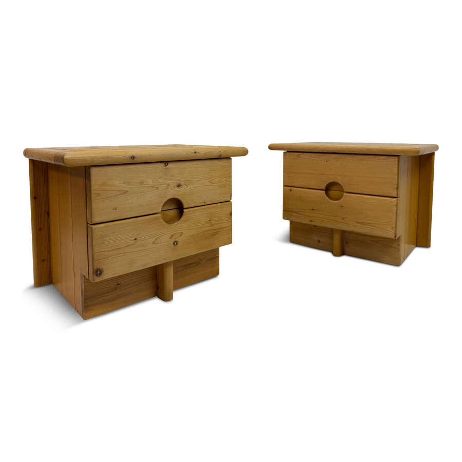 Pair of 1960s Brutalist Pine Bedside Tables