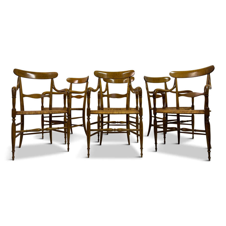 Set of Six Chiavari Companino Armchairs by Fratelli Levaggi 1920