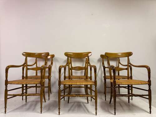 Set of Six Chiavari Companino Armchairs by Fratelli Levaggi 1920