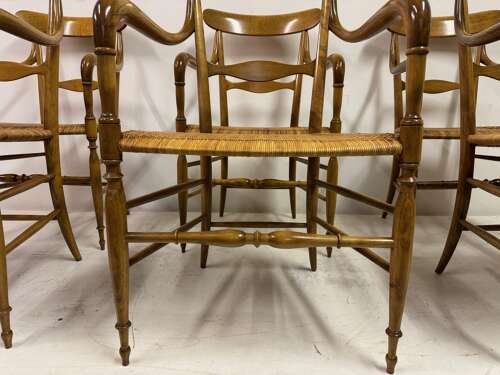 Set of Six Chiavari Companino Armchairs by Fratelli Levaggi 1920