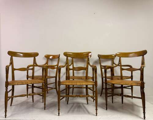 Set of Six Chiavari Companino Armchairs by Fratelli Levaggi 1920
