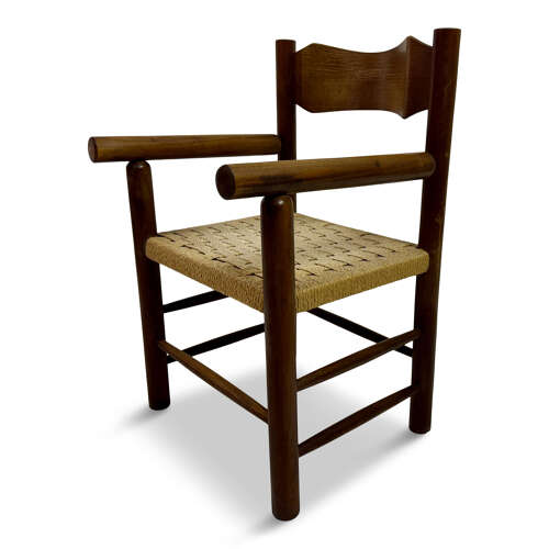 Mid Century Italian Armchair with Rush Seat