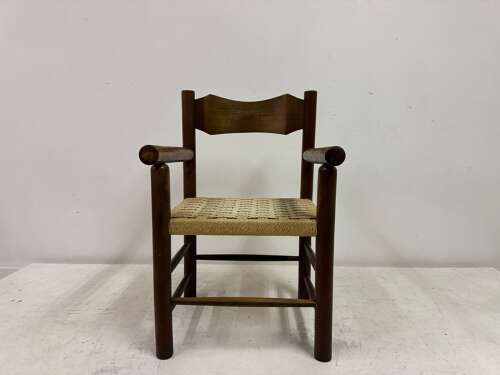 Mid Century Italian Armchair with Rush Seat