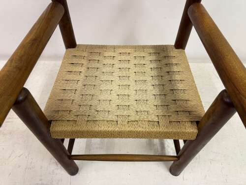 Mid Century Italian Armchair with Rush Seat