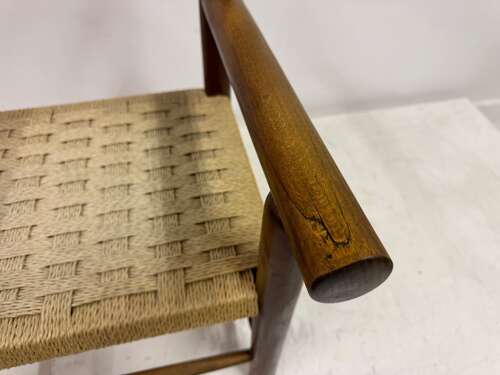 Mid Century Italian Armchair with Rush Seat