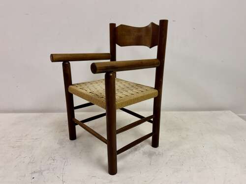Mid Century Italian Armchair with Rush Seat