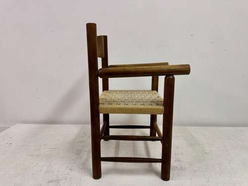 Mid Century Italian Armchair with Rush Seat