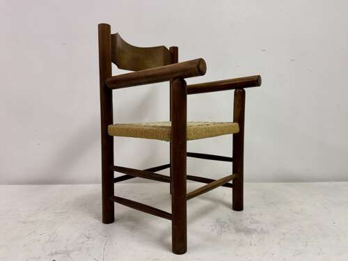 Mid Century Italian Armchair with Rush Seat
