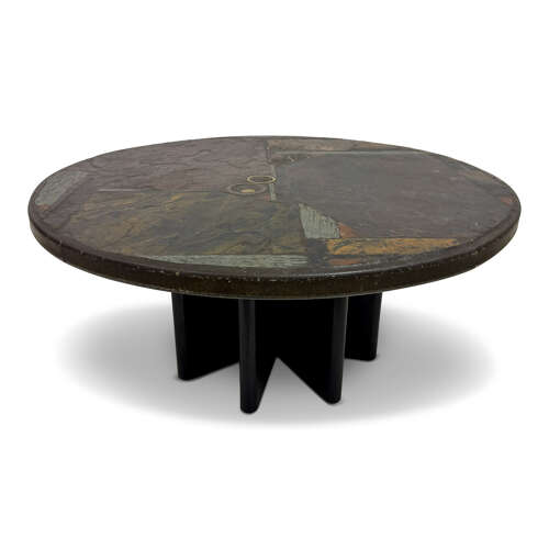 Brutalist Slate and Stone Coffee Table in the Style of Paul Kingma, 1970s