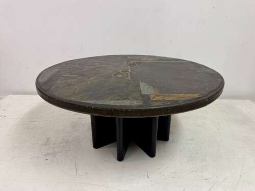 Brutalist Slate and Stone Coffee Table in the Style of Paul Kingma, 1970s