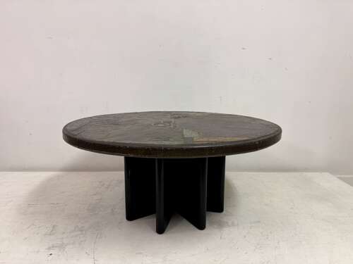 Brutalist Slate and Stone Coffee Table in the Style of Paul Kingma, 1970s
