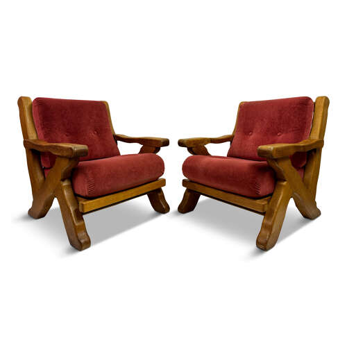 Pair of 1960s Belgian Brutalist Armchairs