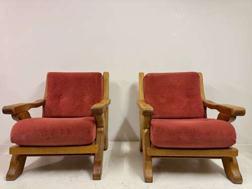 Pair of 1960s Belgian Brutalist Armchairs