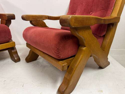 Pair of 1960s Belgian Brutalist Armchairs