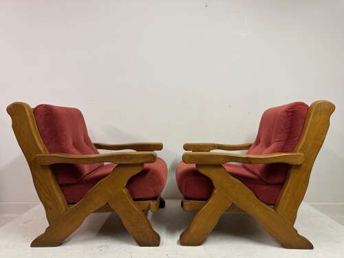 Pair of 1960s Belgian Brutalist Armchairs