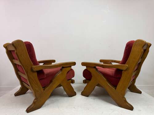 Pair of 1960s Belgian Brutalist Armchairs