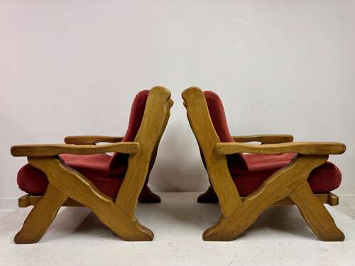 Pair of 1960s Belgian Brutalist Armchairs