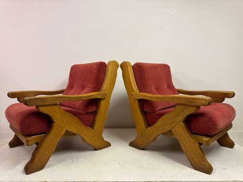 Pair of 1960s Belgian Brutalist Armchairs