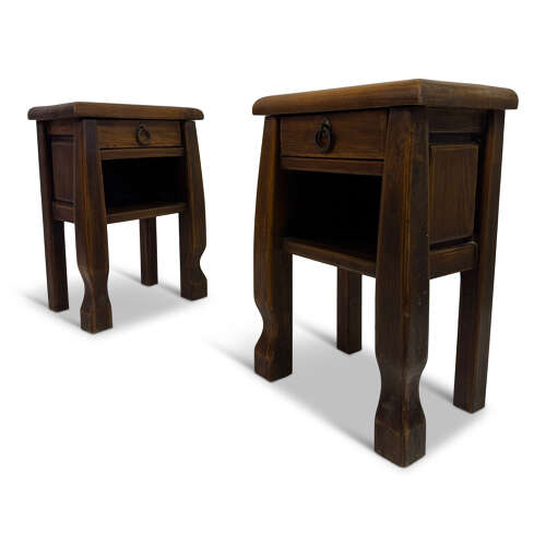 Pair of Oak Bedside Tables in the Style of Olavi Hänninen, Continental, 20th Century
