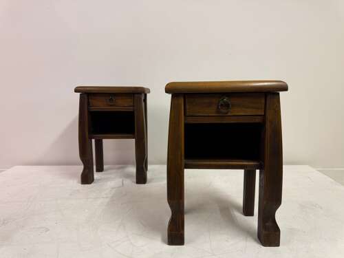 Pair of Oak Bedside Tables in the Style of Olavi Hänninen, Continental, 20th Century