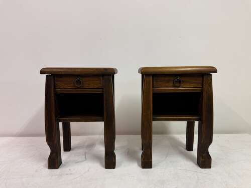 Pair of Oak Bedside Tables in the Style of Olavi Hänninen, Continental, 20th Century