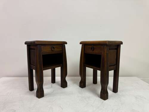 Pair of Oak Bedside Tables in the Style of Olavi Hänninen, Continental, 20th Century