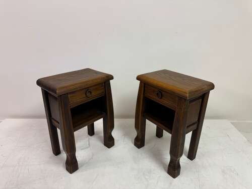 Pair of Oak Bedside Tables in the Style of Olavi Hänninen, Continental, 20th Century